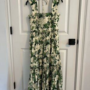 Cara Cara Claire Floral Green and Cream Maxi Dress